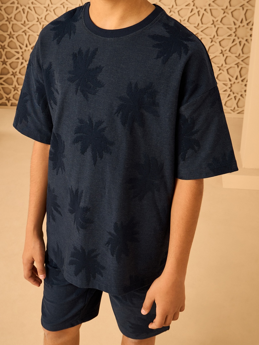 Jacquard Textured T-Shirt and Shorts Set