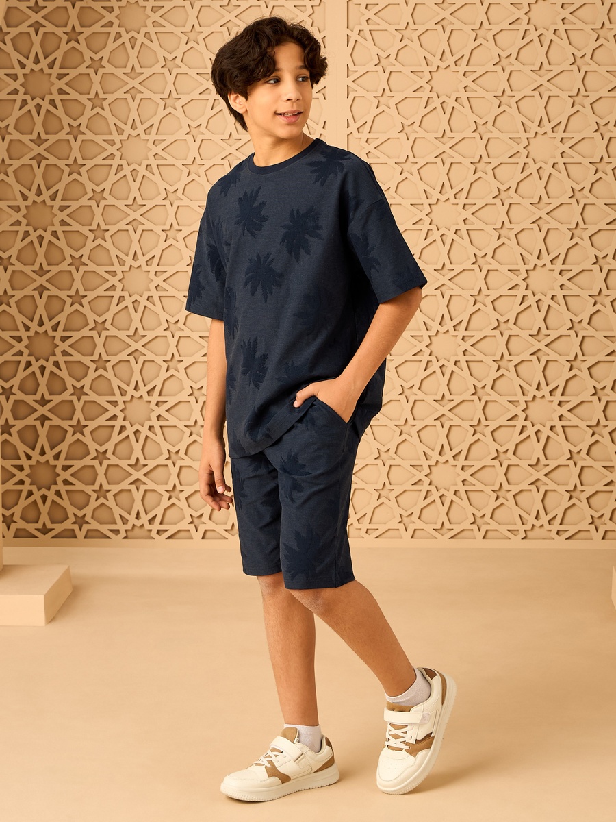 Jacquard Textured T-Shirt and Shorts Set