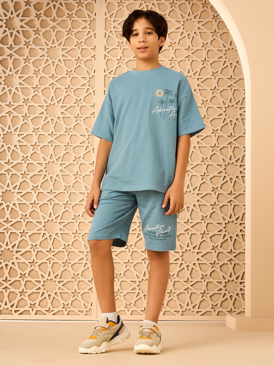 Embroidered Cotton T-Shirt and Shorts Set