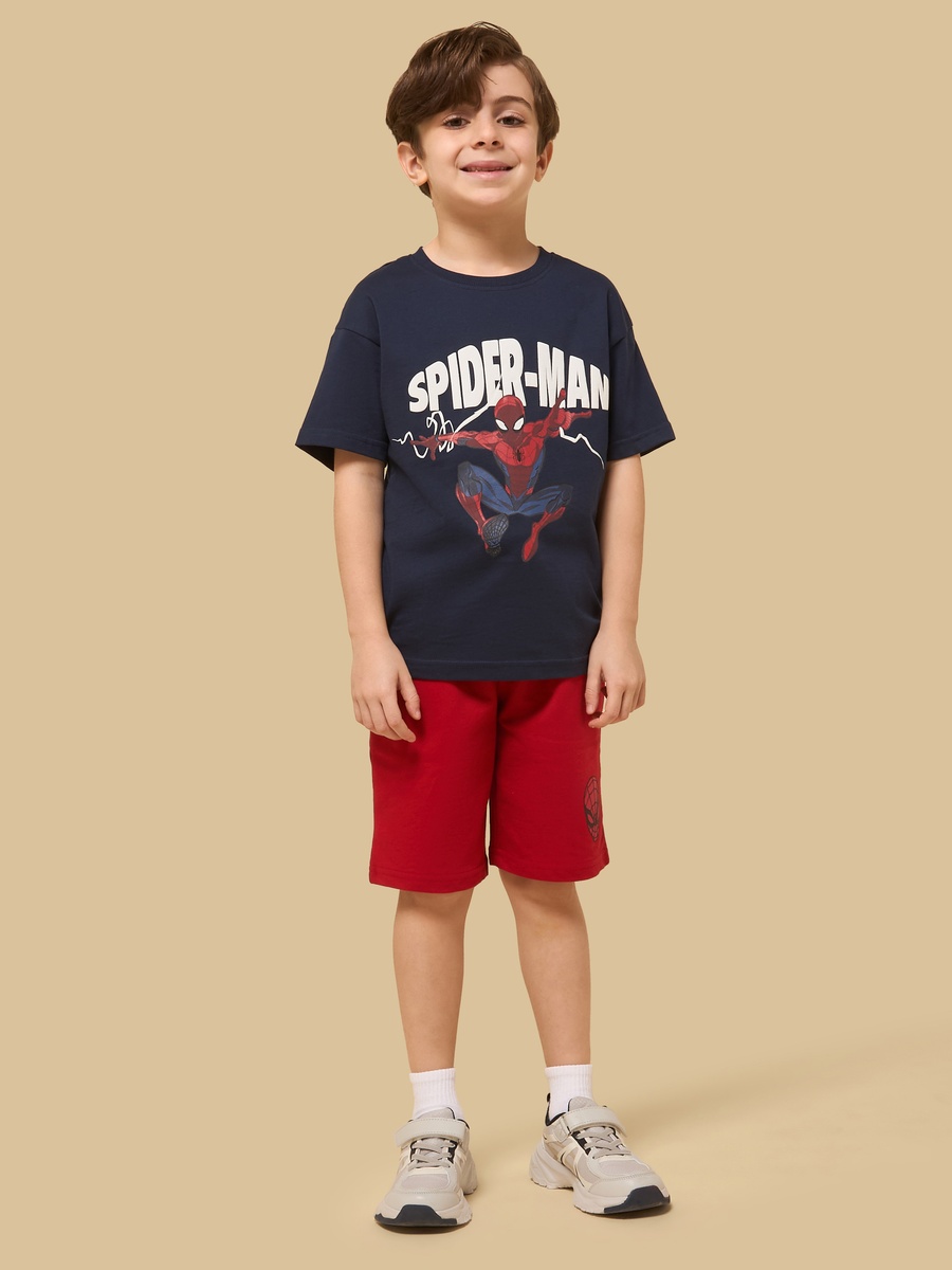 Spiderman Placement Printed T-Shirt and Shorts Set