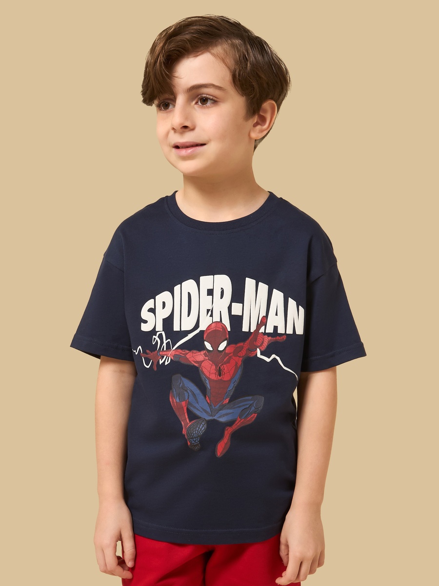 Spiderman Placement Printed T-Shirt and Shorts Set