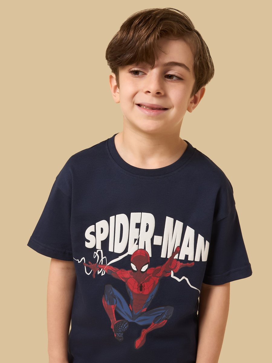 Spiderman Placement Printed T-Shirt and Shorts Set
