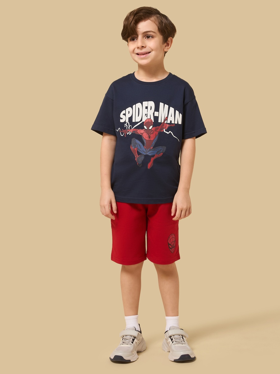 Spiderman Placement Printed T-Shirt and Shorts Set