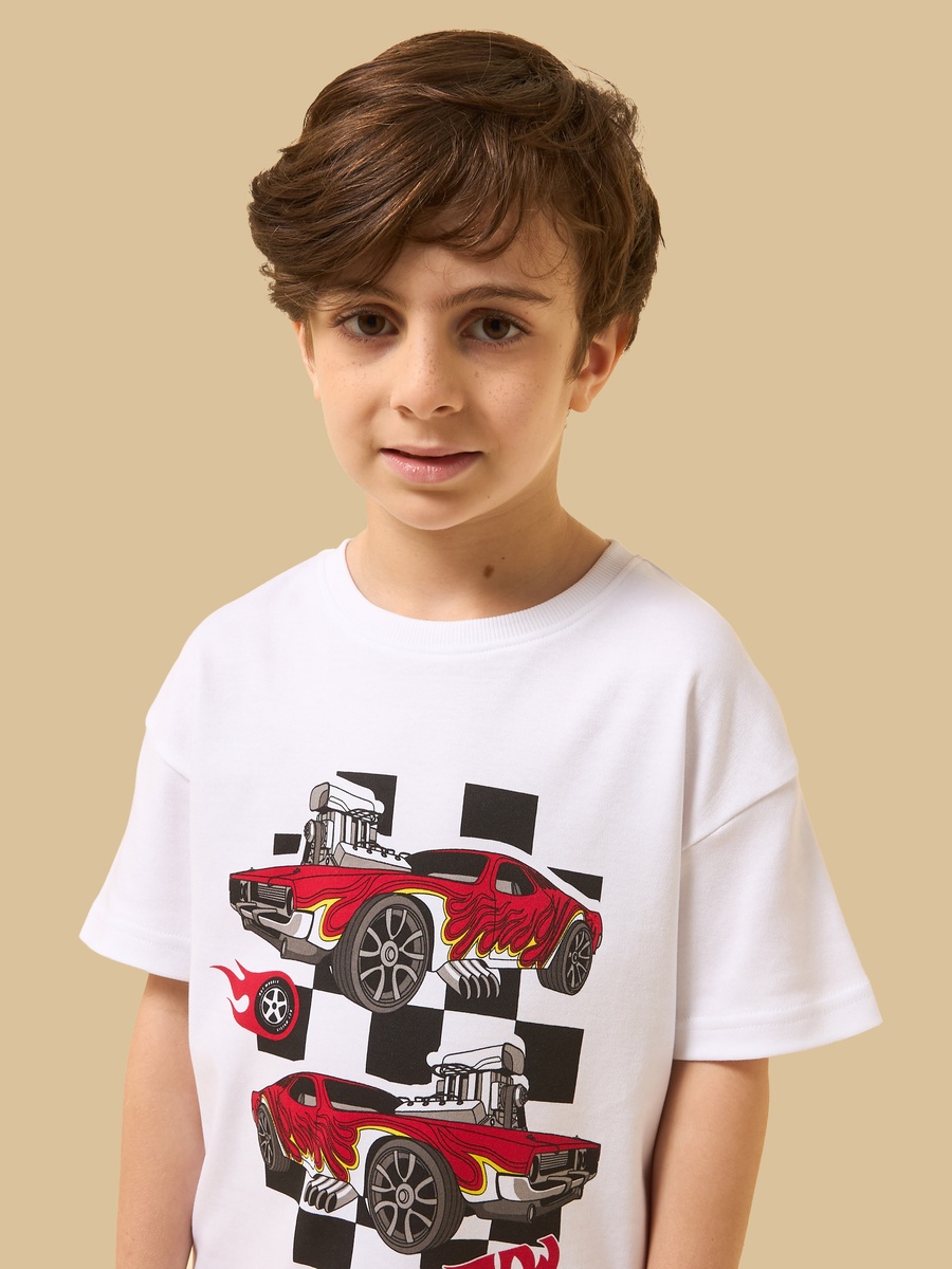 Hot Wheels Print T-Shirt and Shorts Set