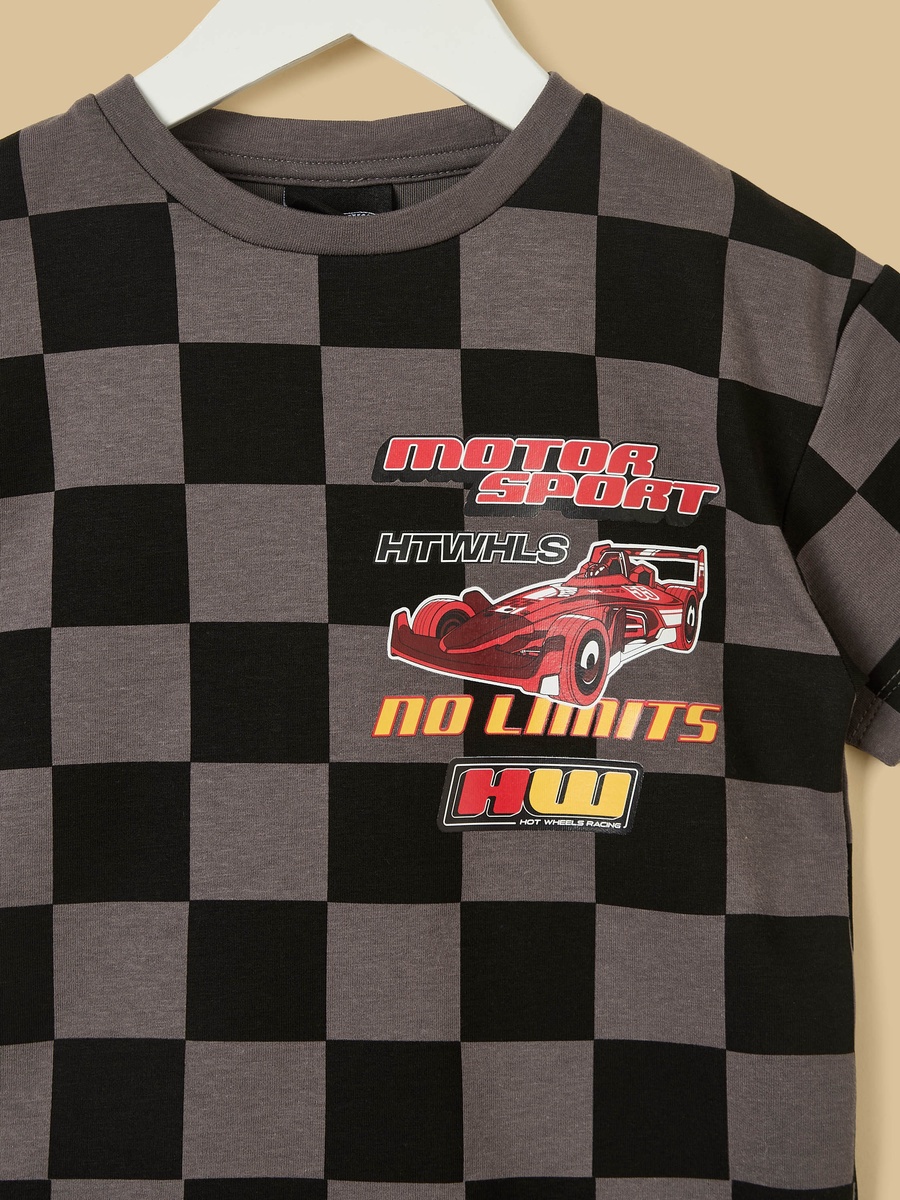 Hot Wheels Print T-Shirt and Shorts Set