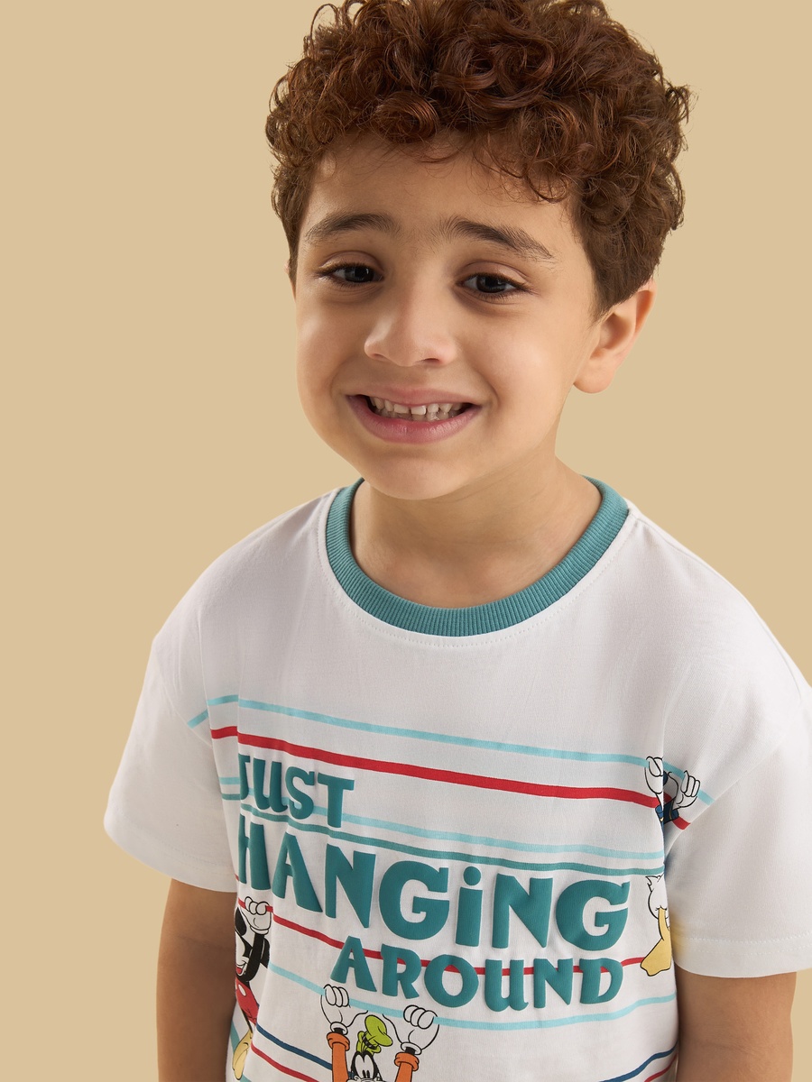 Mickey and Friends Print Cotton T-Shirt and Shorts Set
