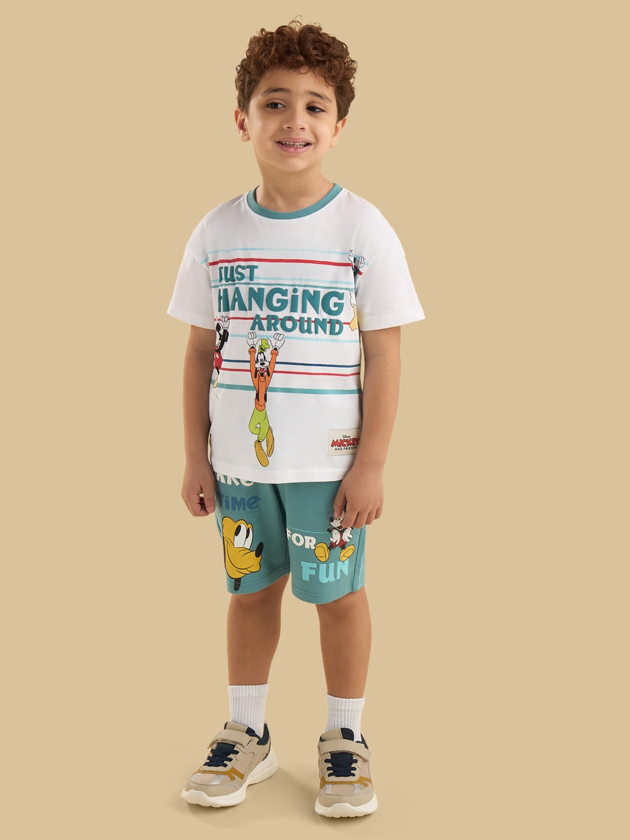 Mickey and Friends Print Cotton T-Shirt and Shorts Set