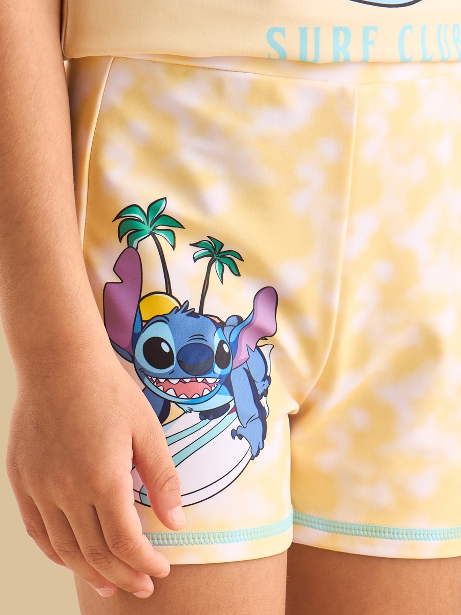 Stitch Print Cotton Swim T-Shirt and Shorts Set