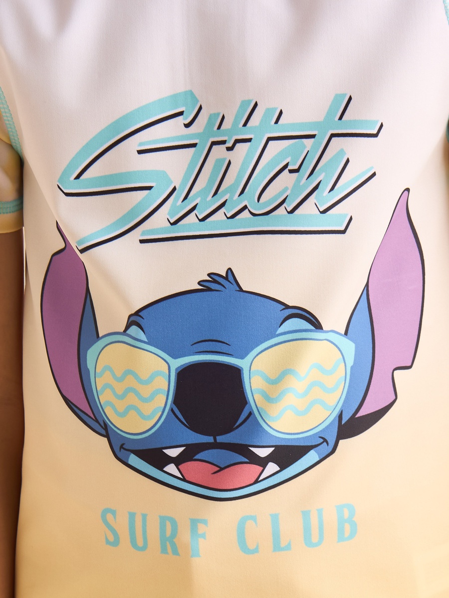 Stitch Print Cotton Swim T-Shirt and Shorts Set