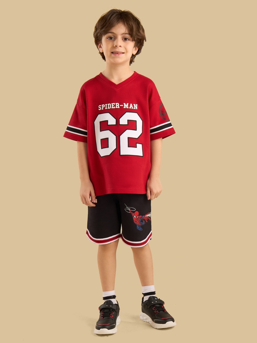 Spider-Man Print Cotton T-Shirt and Shorts Set