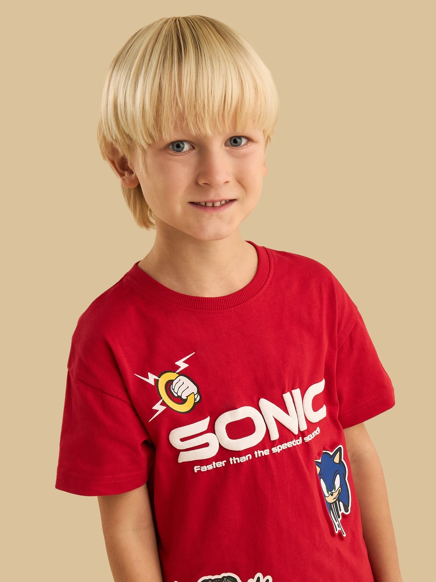 Sonic Print Cotton T-Shirt and Shorts Set