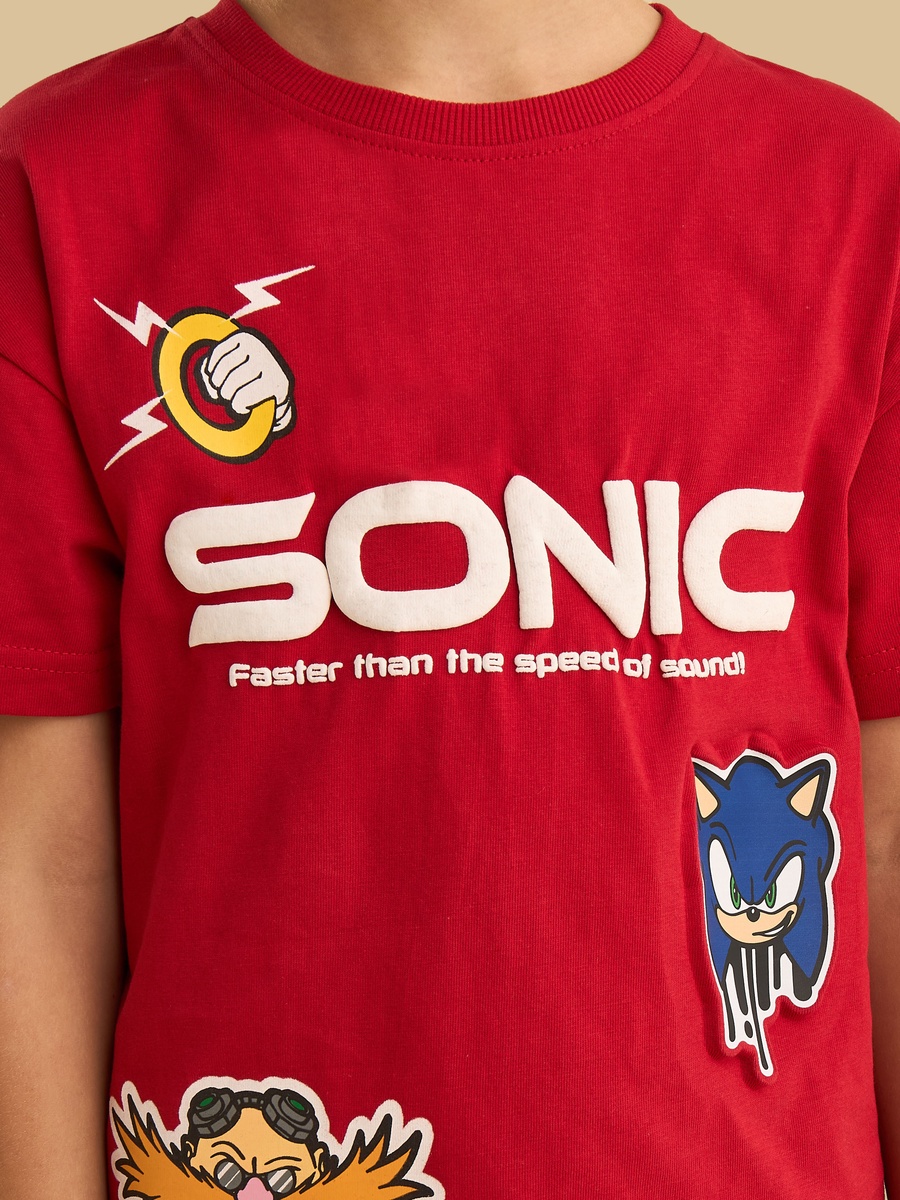 Sonic Print Cotton T-Shirt and Shorts Set