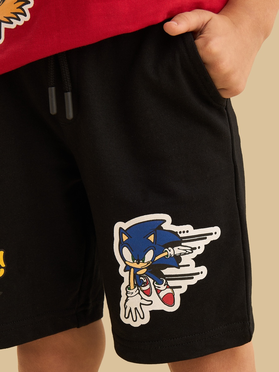 Sonic Print Cotton T-Shirt and Shorts Set