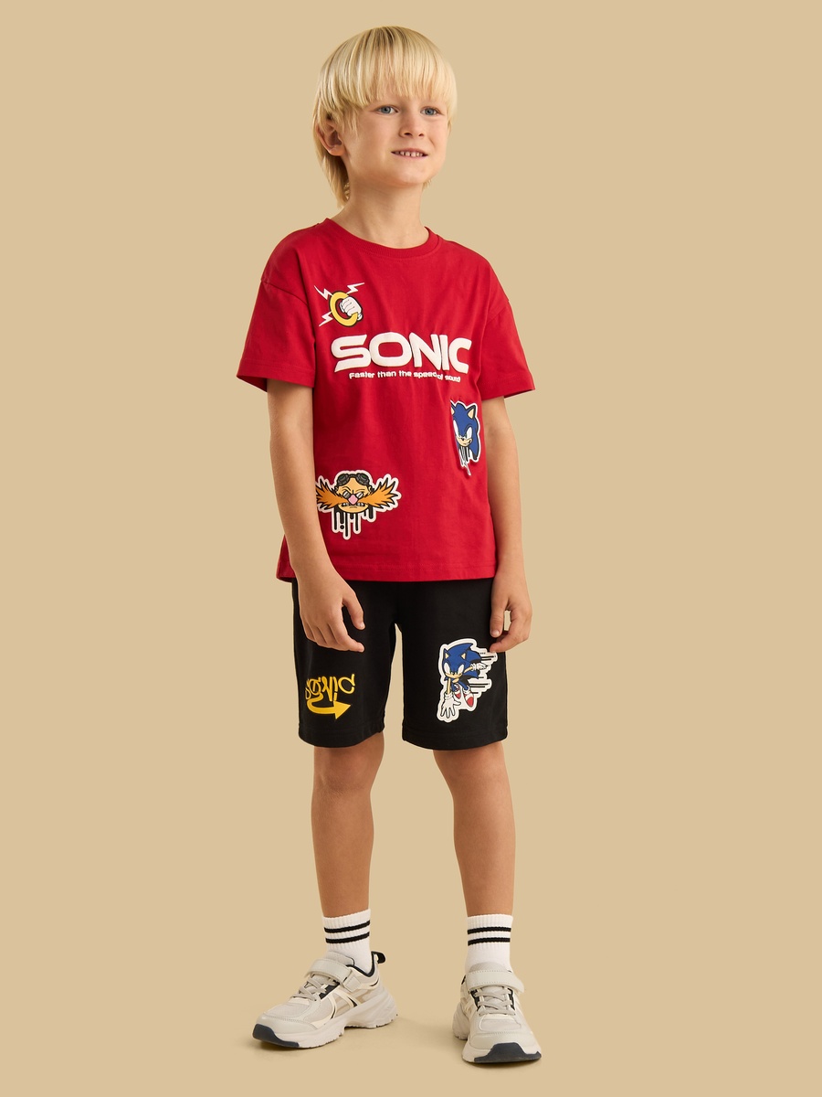 Sonic Print Cotton T-Shirt and Shorts Set