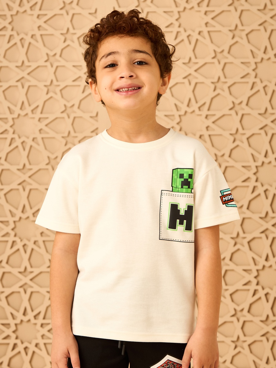Minecraft Print Cotton T-Shirt and Shorts Set
