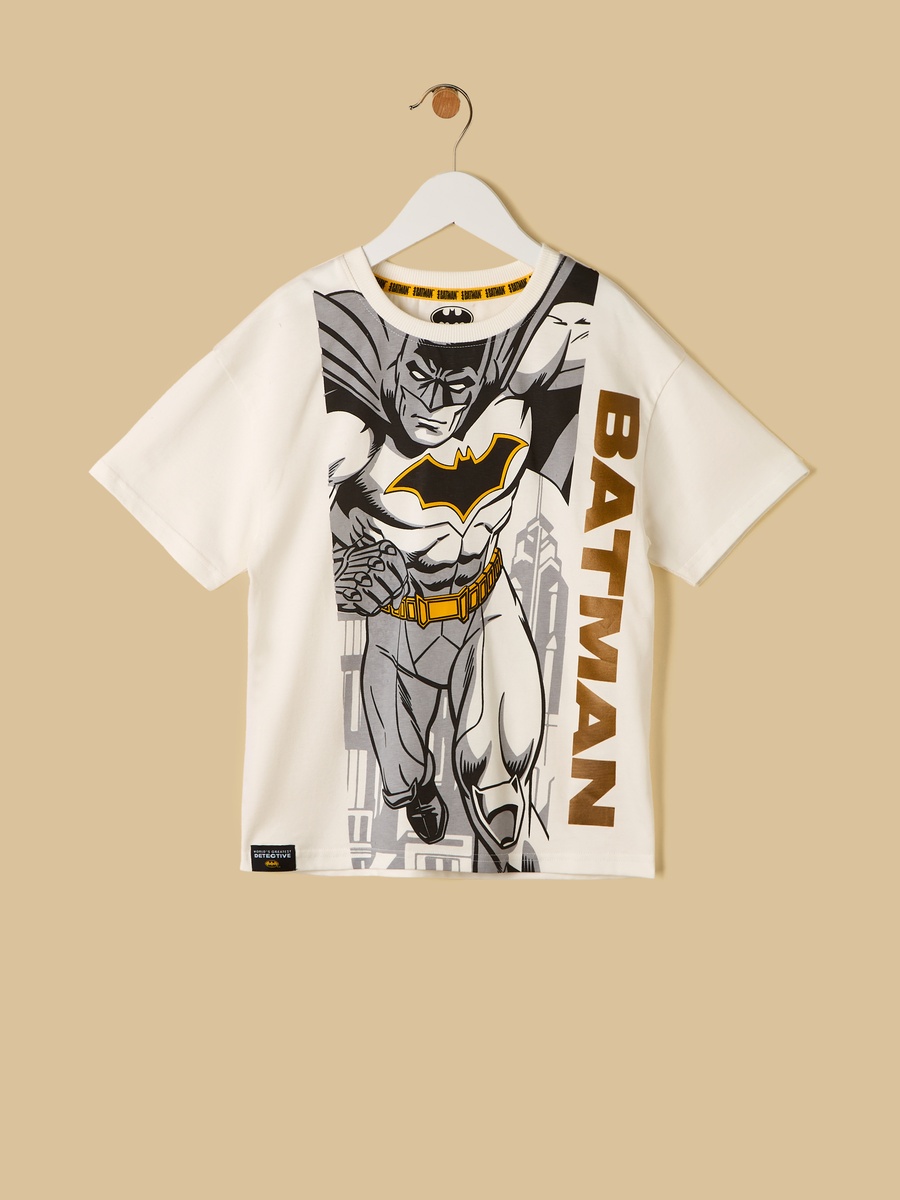 Batman Print Cotton T-Shirt and Shorts Set
