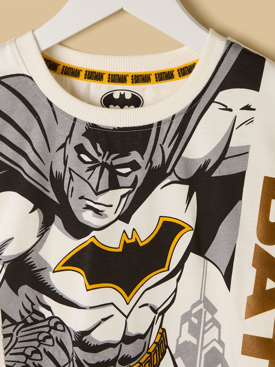 Batman Print Cotton T-Shirt and Shorts Set