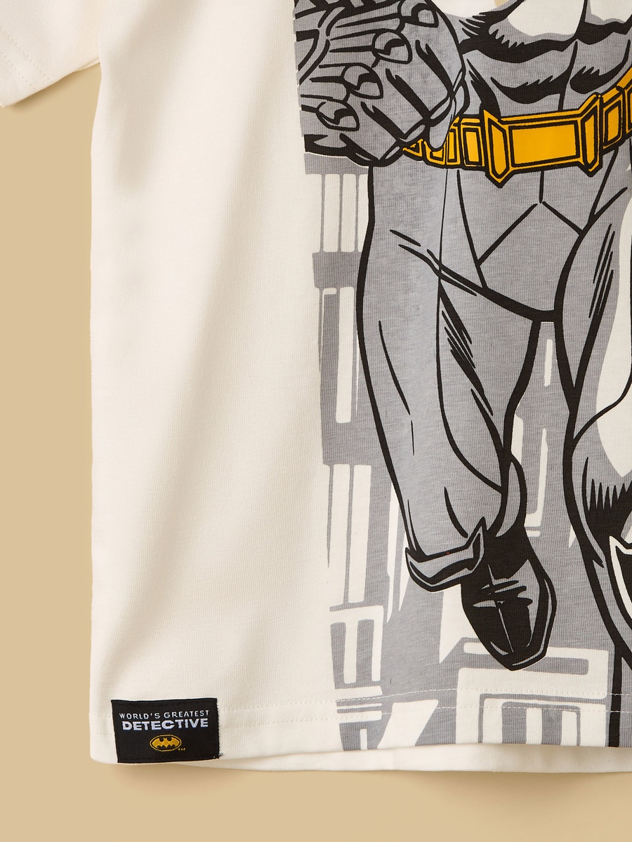 Batman Print Cotton T-Shirt and Shorts Set