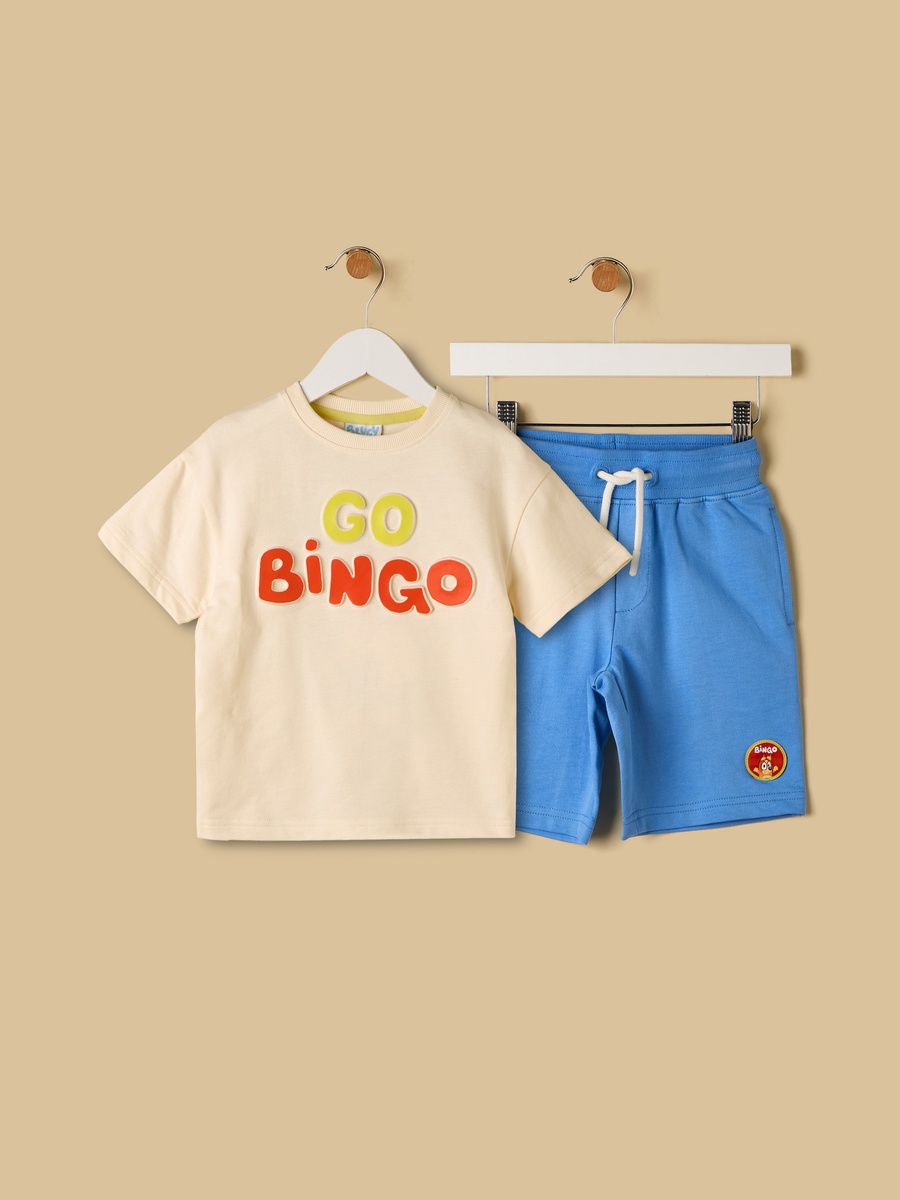 Bingo Bluey Print Cotton T-Shirt and Shorts Set