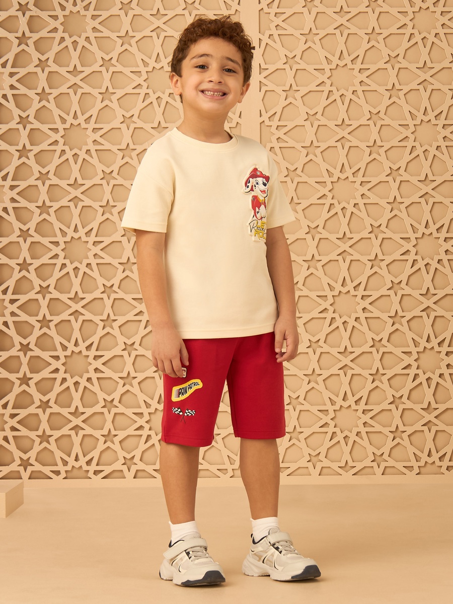 Paw Patrol Print Cotton T-Shirt and Shorts Set