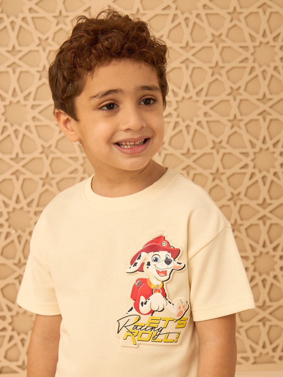 Paw Patrol Print Cotton T-Shirt and Shorts Set