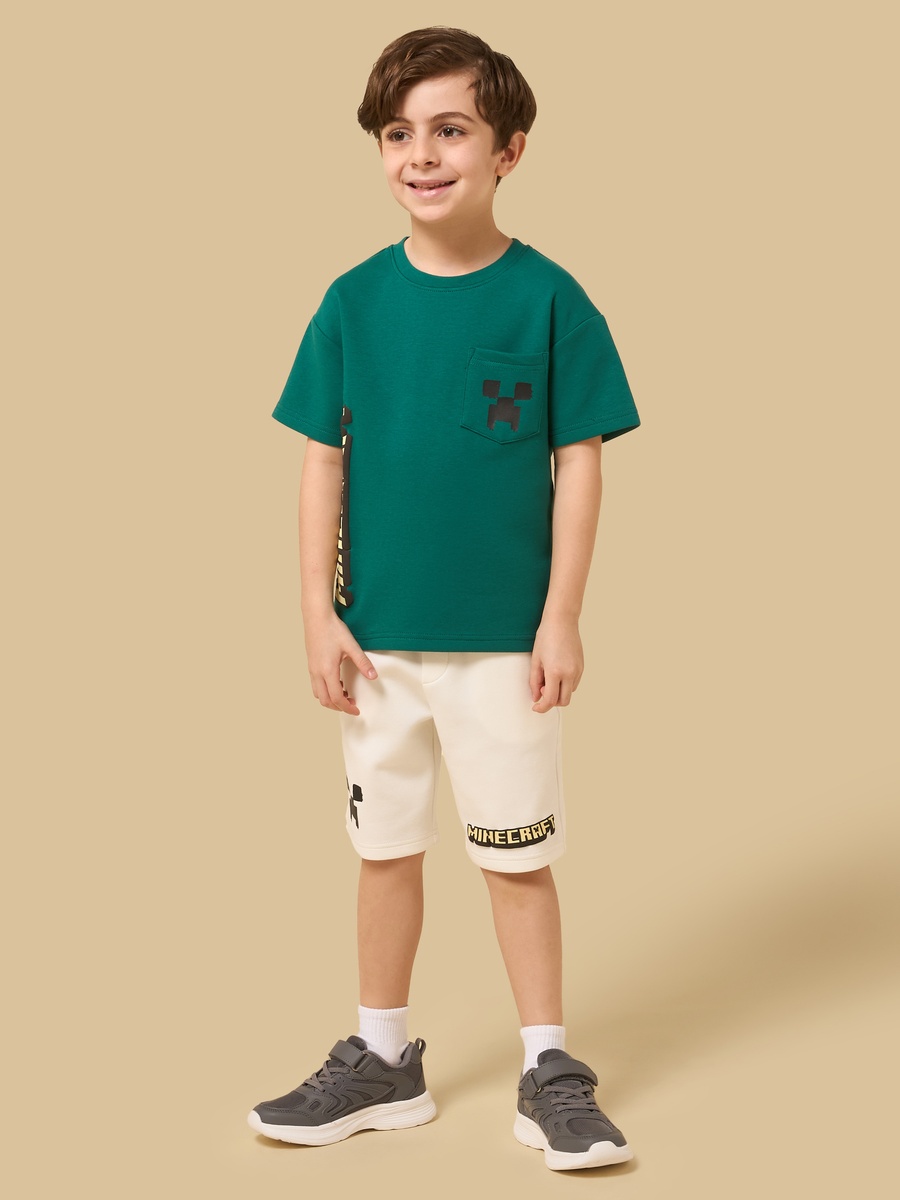 Minecraft Print Cotton T-Shirt and Shorts Set