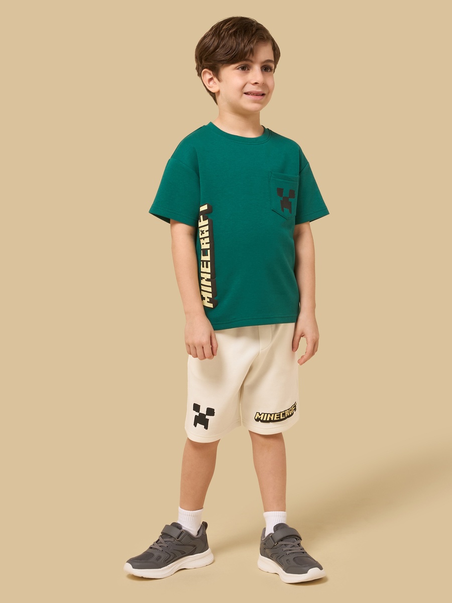 Minecraft Print Cotton T-Shirt and Shorts Set
