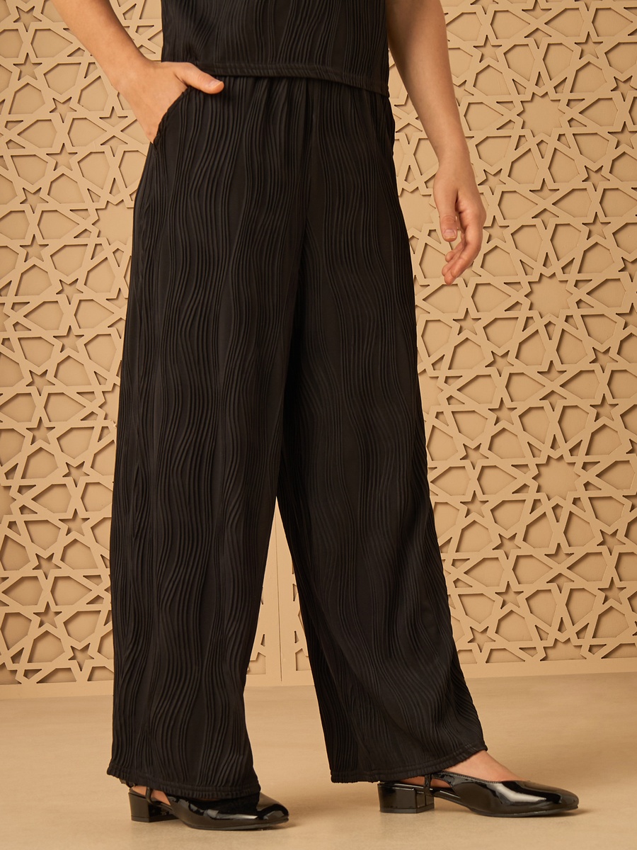 Textured Top and Wide Leg Pants