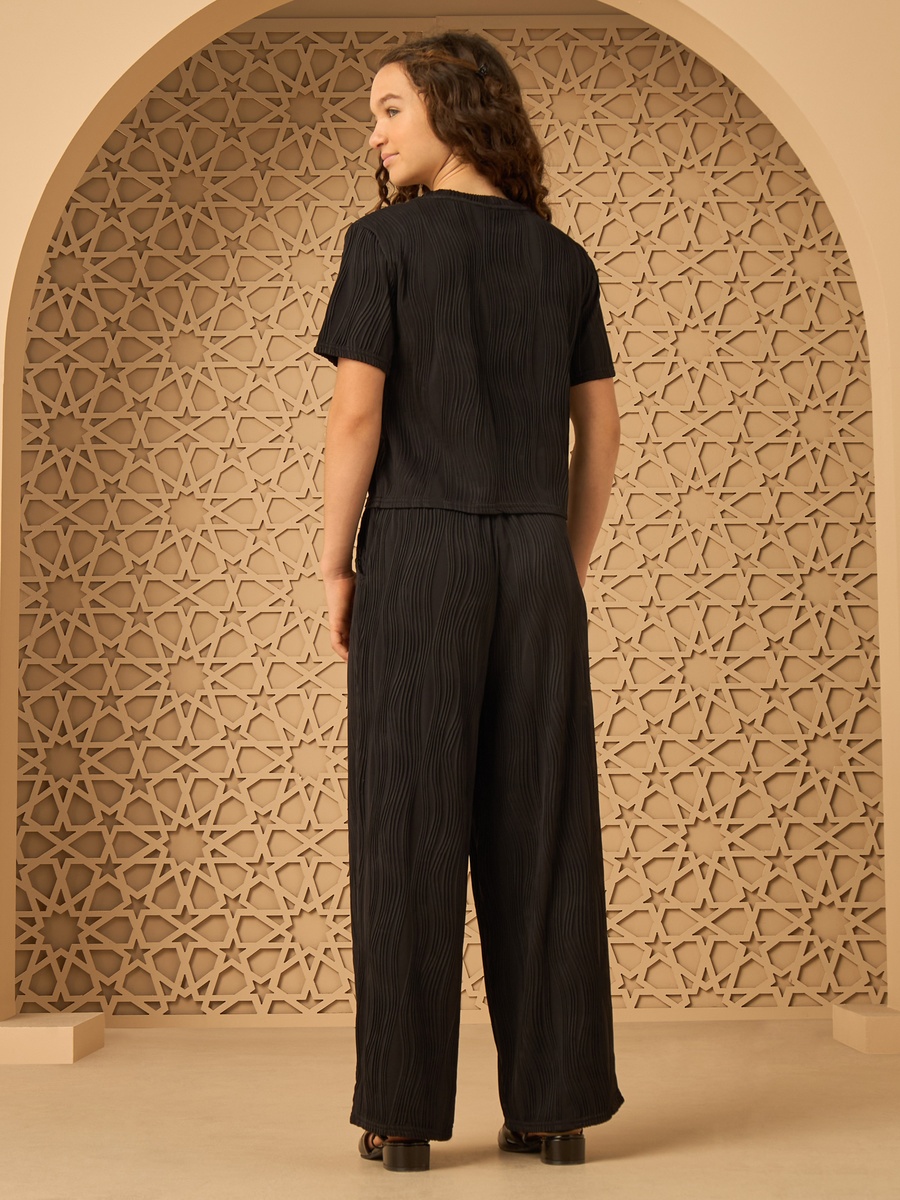 Textured Top and Wide Leg Pants