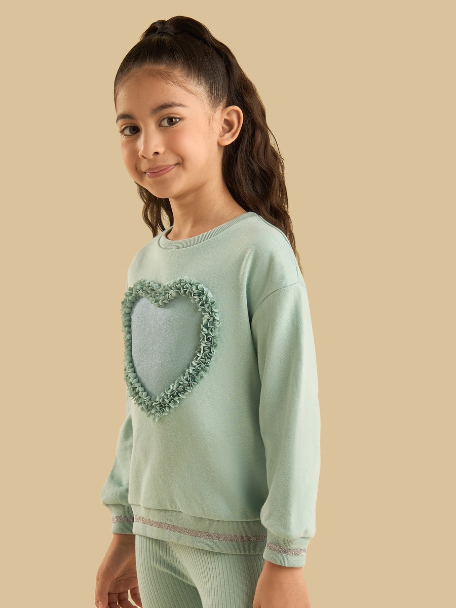 3D Glitter Heart Sweatshirt and Leggings Set