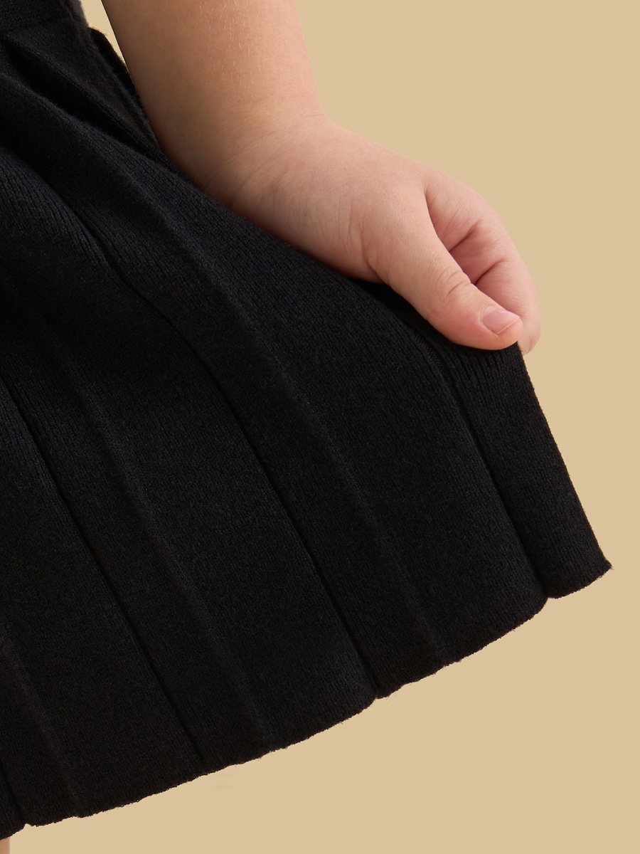 Pleated Drop Waist Dress and Bow Trim Cardigan Set