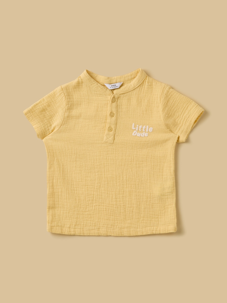 Textured Double Gauze Shirt with Shorts and Cap