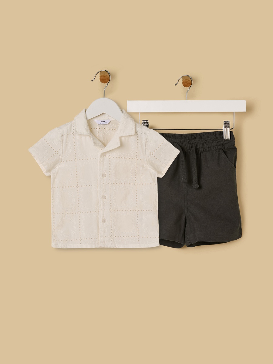 Embroidered Shirt and Shorts Set