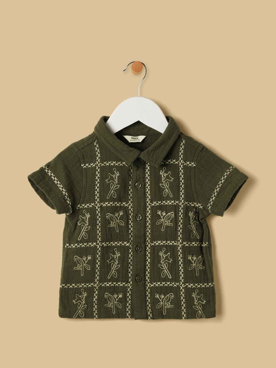 Embroidered Cotton Shirt and Shorts Set