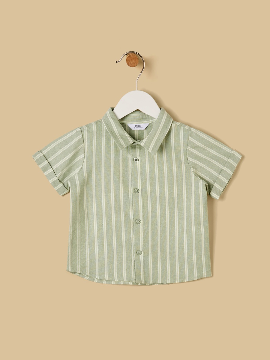 Striped Cotton Shirt and Shorts Set