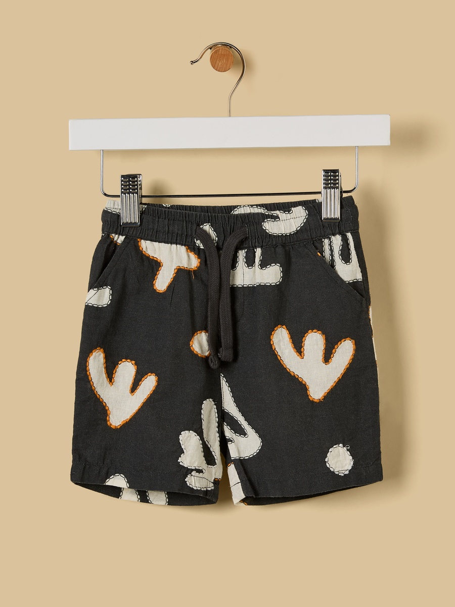 Printed Linen Blend Shirt and Shorts Set