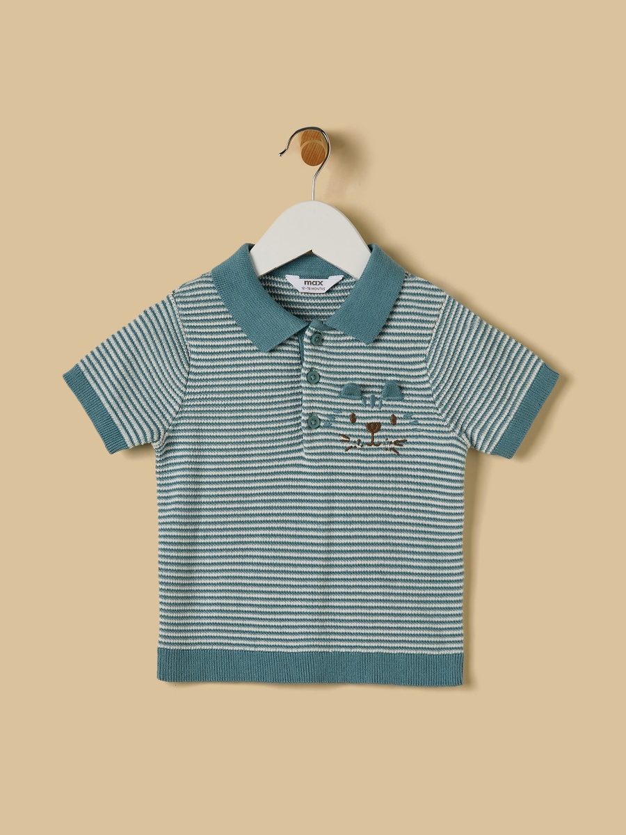 Striped Polo T-Shirt with Pants and Suspenders