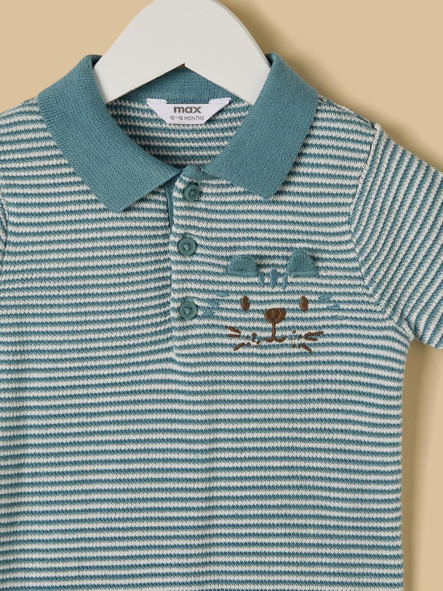 Striped Polo T-Shirt with Pants and Suspenders