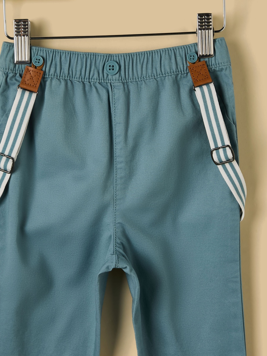 Striped Polo T-Shirt with Pants and Suspenders