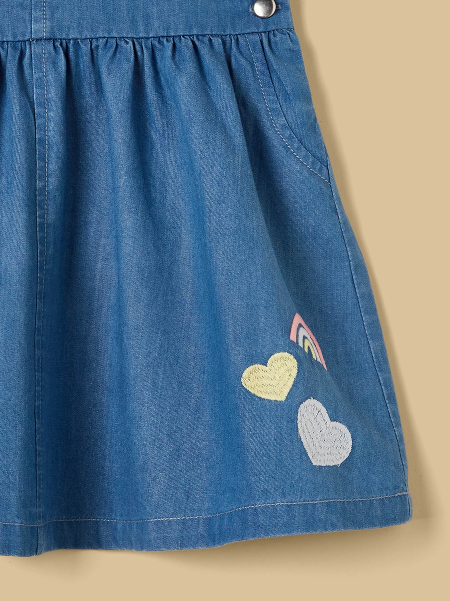 Stitch Applique Denim Pinafore with T-Shirt