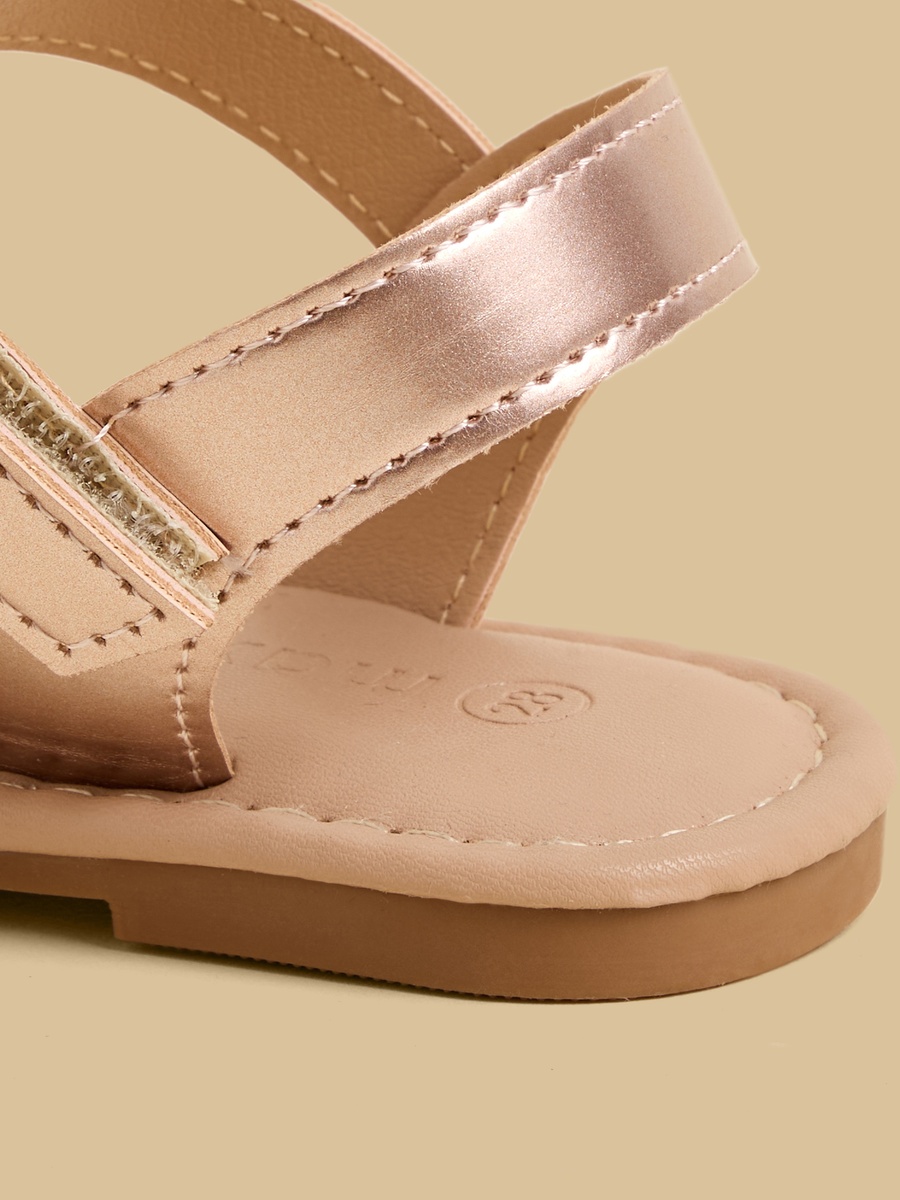 Bow Embellished Sandals with Hook and Loop Closure