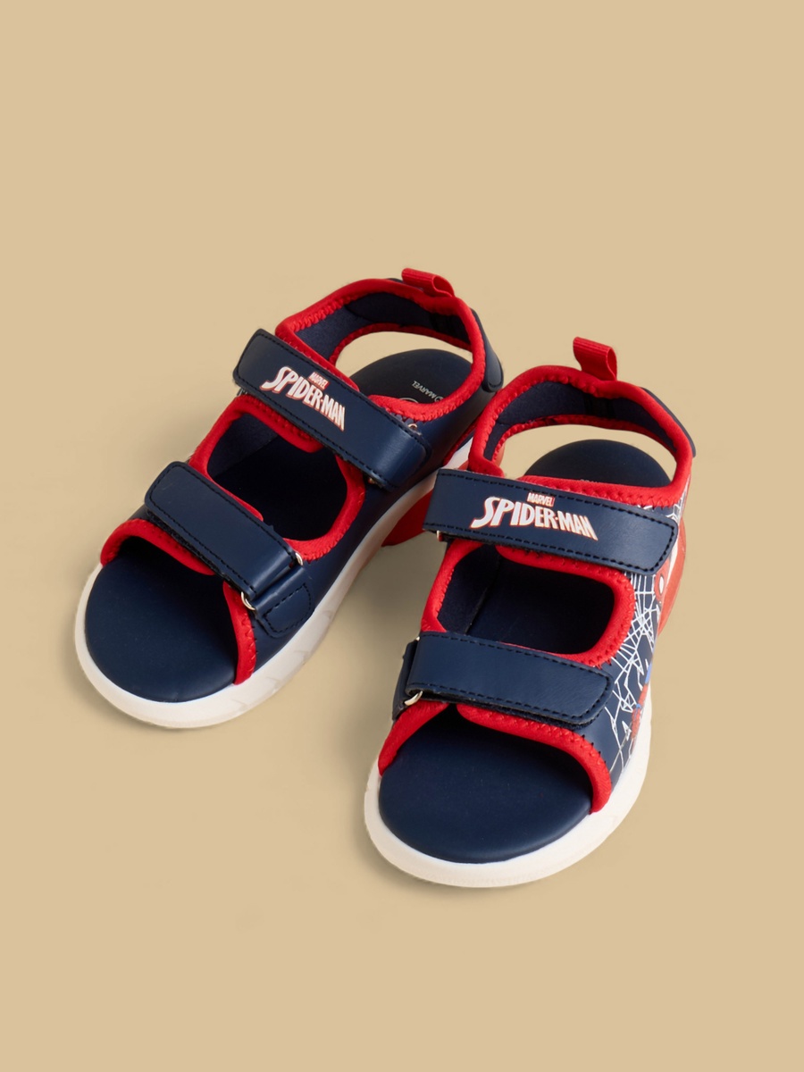 Spider-Man Print Sandals with Hook and Loop Closure