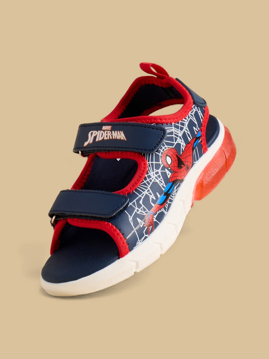 Spider-Man Print Sandals with Hook and Loop Closure