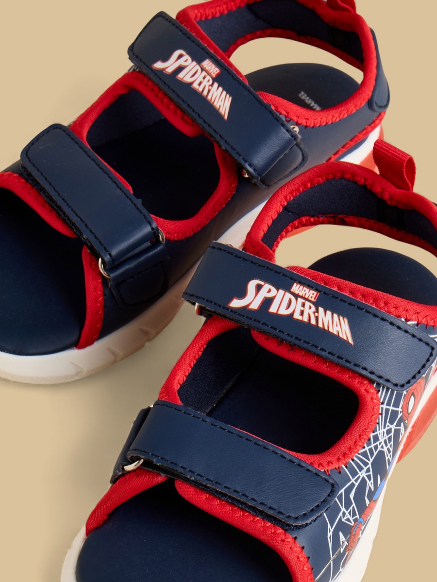 Spider-Man Print Sandals with Hook and Loop Closure