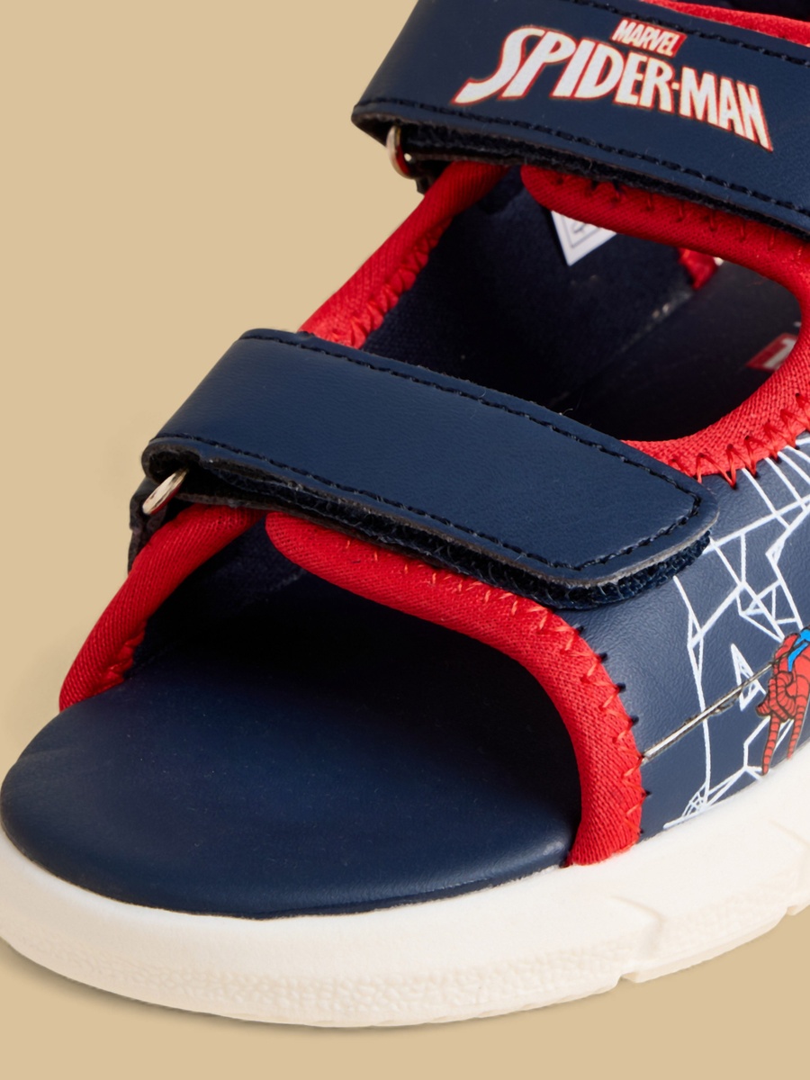 Spider-Man Print Sandals with Hook and Loop Closure