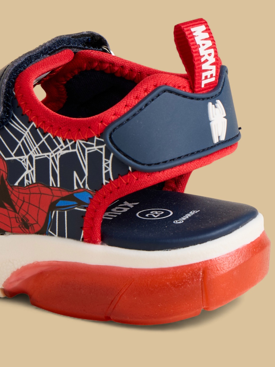 Spider-Man Print Sandals with Hook and Loop Closure