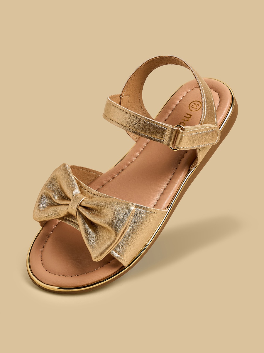 Bow Accent Sandals with Hook and Loop Closure