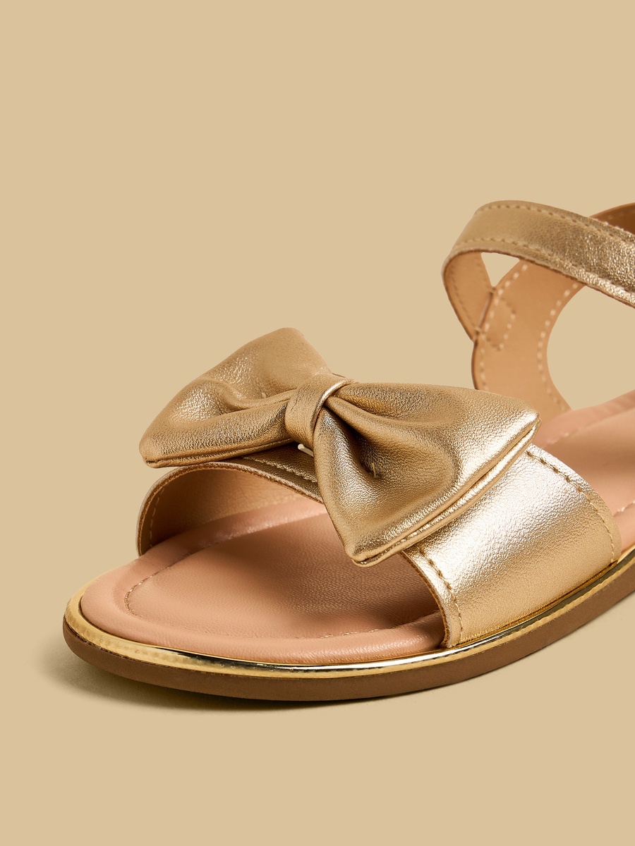 Bow Accent Sandals with Hook and Loop Closure
