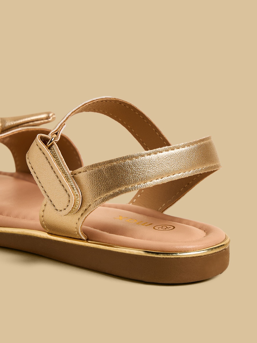 Bow Accent Sandals with Hook and Loop Closure