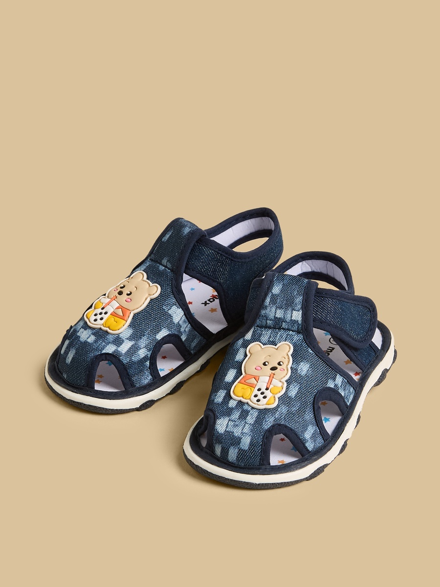 Printed Sandals with Hook and Loop Closure